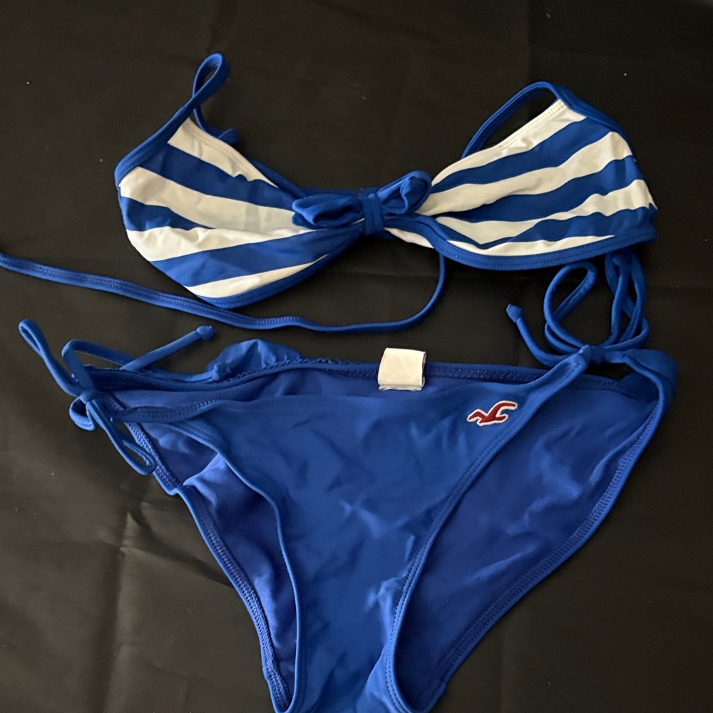 Blue and White Striped Bikini Set